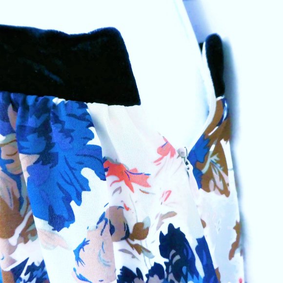 Velvet Space 46 Skirt Midi Floral Lined Velvet Waistband Side Zip Full S - Picture 3 of 8
